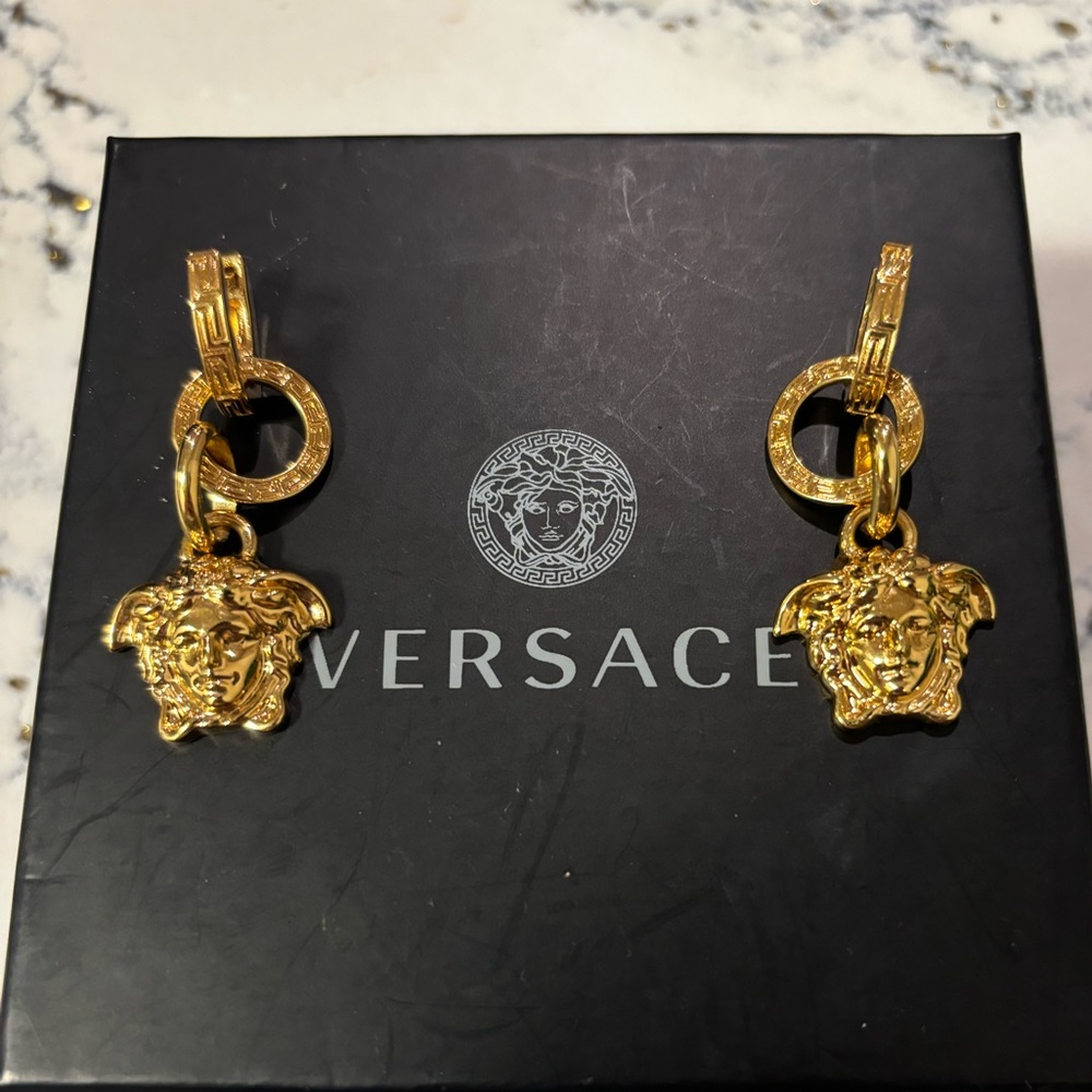 Versace Gold Medusa Hoop Earrings